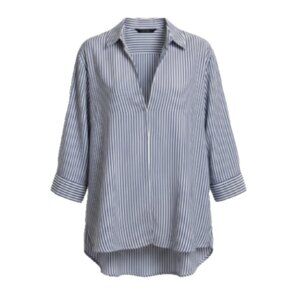 ZARA WOMAN Blouse Size Small Pullover 3/4 Cuff Sleeve Blue/White Stripe